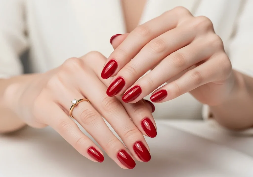 Elegant bridal nail design with soft pink polish and delicate gems