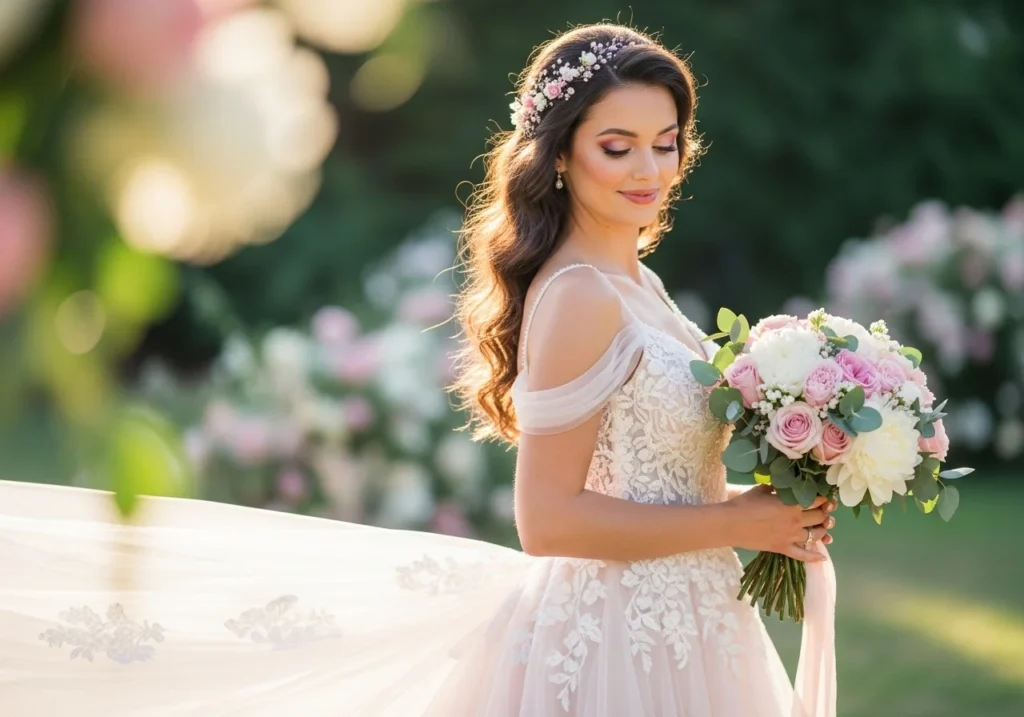 Elegant Bridal Hair Style Ideas to Complete Your Wedding Look with soft curls