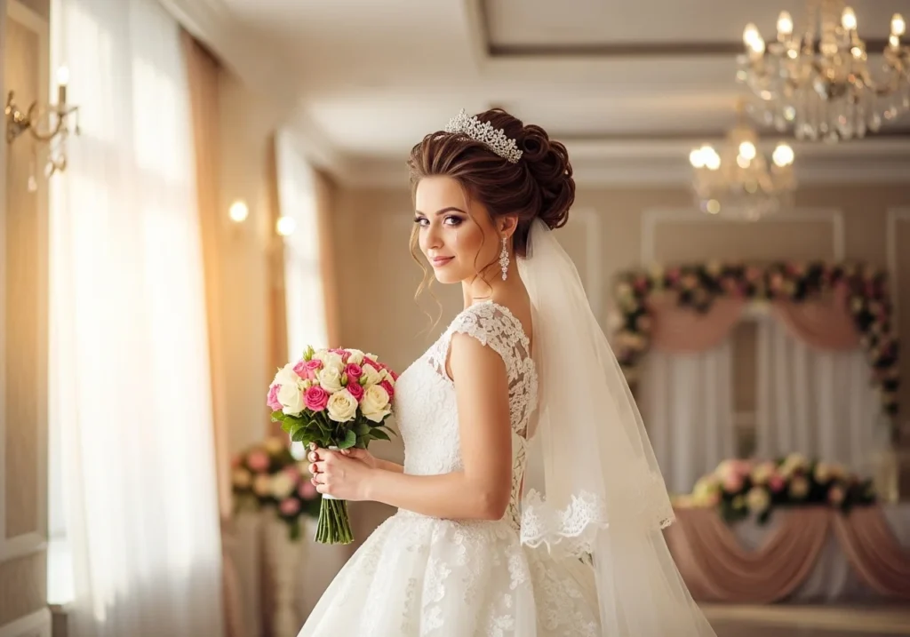 Elegant Bridal Hair Style Ideas to Complete Your Wedding Look with soft curls